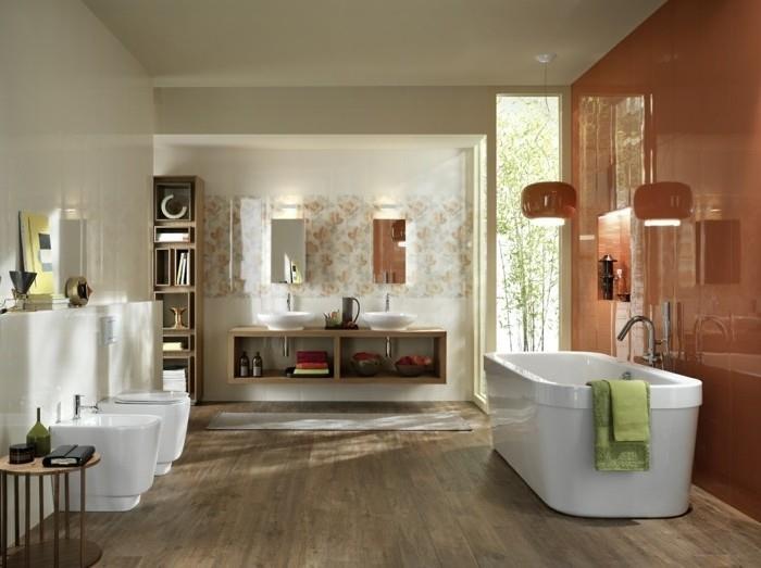 vonios kambarys-modelis-baltai-raudonai-idėja-vonios kambarys-plytelės-baltai-raudonai-laisvai stovinti vonia-baldai-vonios kambarys-sandėliavimo baldų vonia