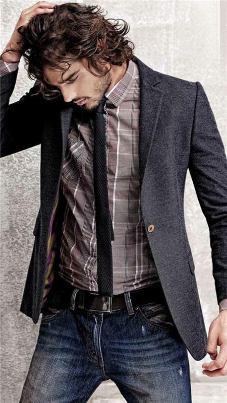 abbigliamento-uomo-casual-giacca-camicia-cravatta-jeans-cintura-pelle-capelli-ribelli