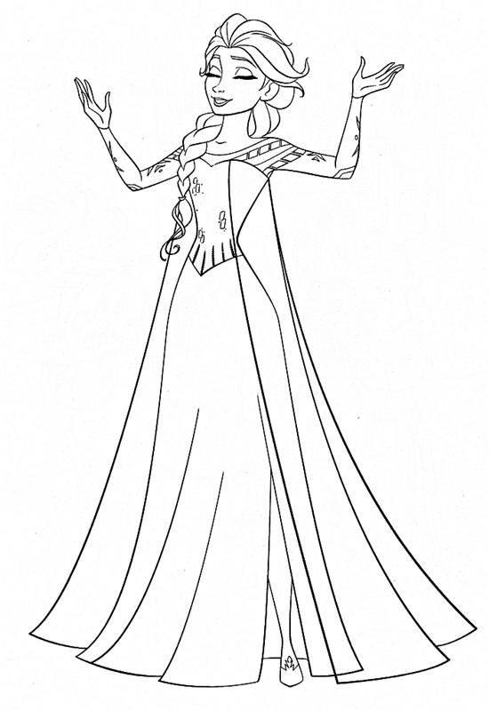 „Disney“ dažymo puslapiai su gražia suknele princese elsa, sniego karalienės gimtadienio veiklos idėja, sniego karalienės dažymo puslapis