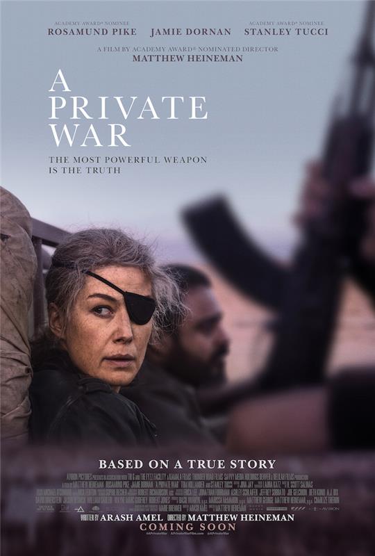 Privatus karas „Aviron Pictures“ filmo plakatas su rozamundo lydeka pagal tikrą istoriją