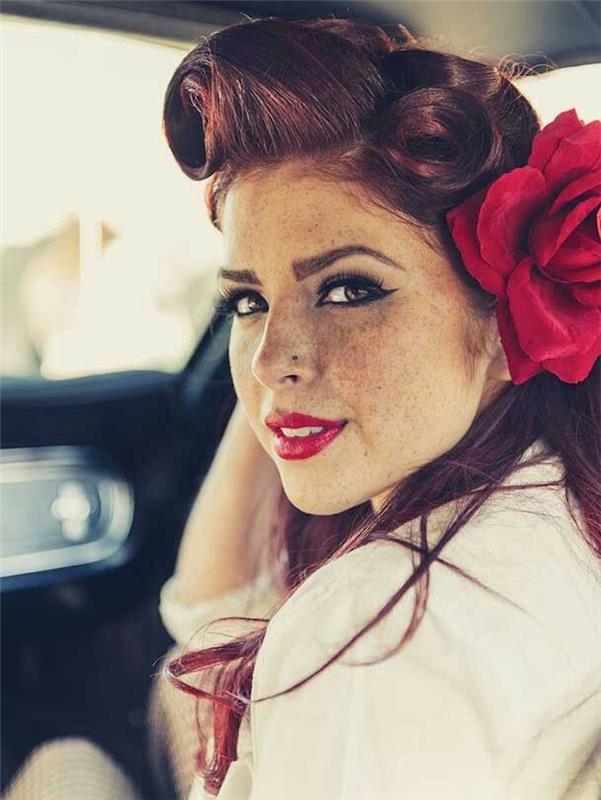 saç modeli pin up kadın rockabilly rock yıl 50 bağbozumu