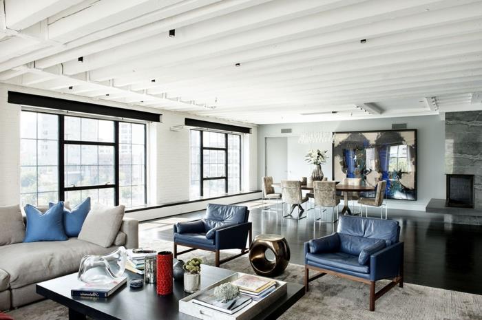 yaratıcı-deco-loft-new-yorker-havalı-yatak odası-fikirler-geniş-oturma-yemek odası