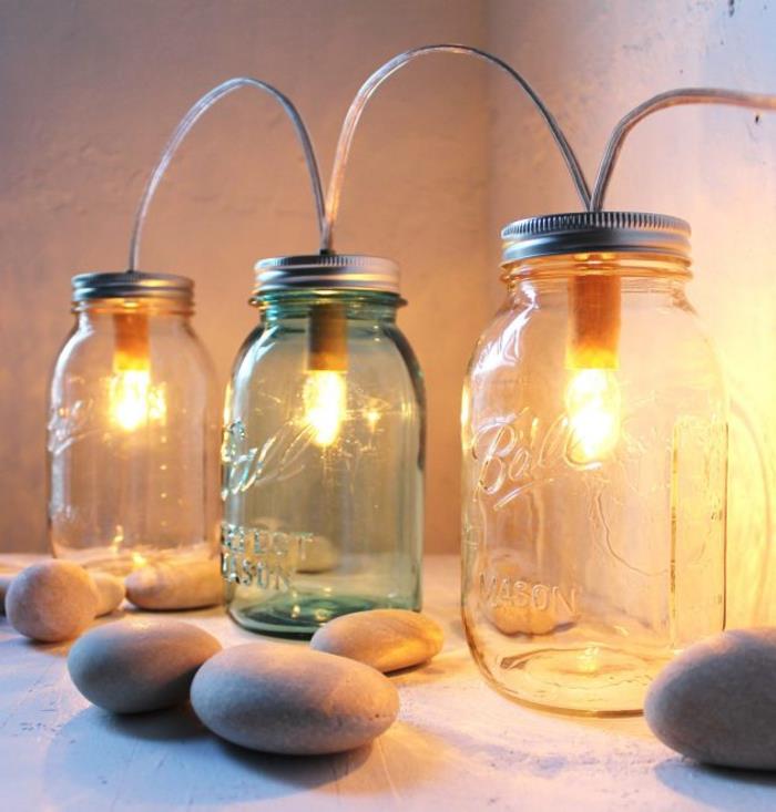 viseča svetilka diy v steklenih kozarcih za originalno osvetlitev recikliranega duha