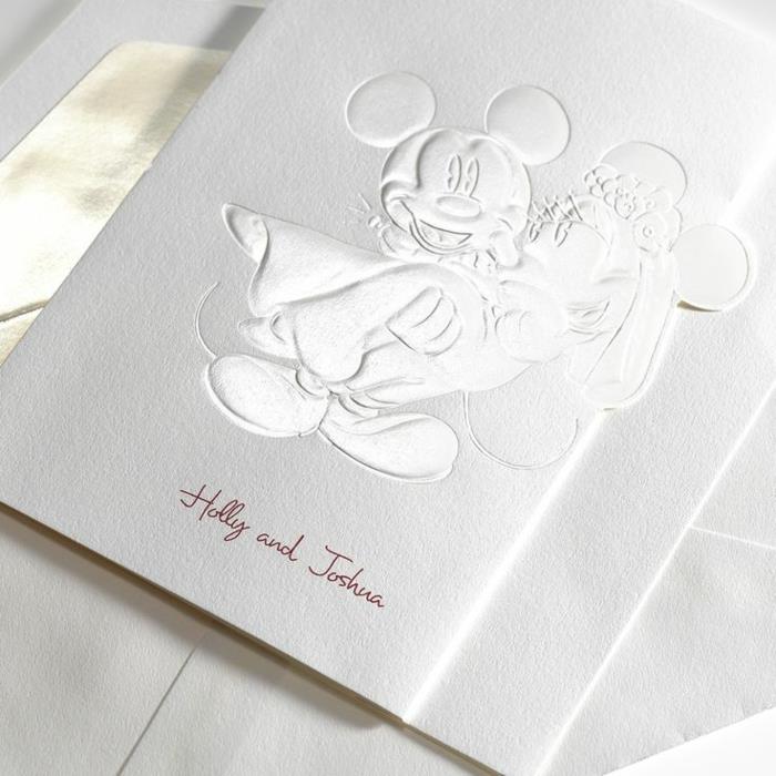 Rustikalno poročno vabilo elegantna čipkasta poročna vabila Minney mouse Mickey srebrno bela