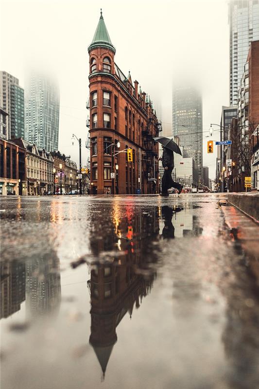 New York jeseni, podoba pokrajine dežja, pokrajina Avstralije, pokrajina Kanade, ravna železna zgradba