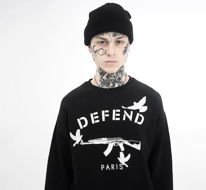 Denfd paris siyah sop sweatshirt kalash fransız marka streetwear