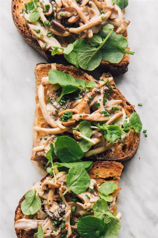 gurme aperatif için basit ve hızlı tarifler, mantarlı bruschetta tarifi